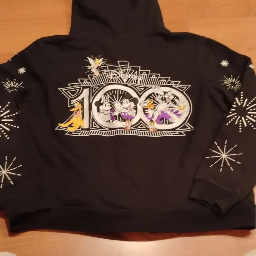 Kids 100 Year Disney Anniversary Black Hoodie with Character Design